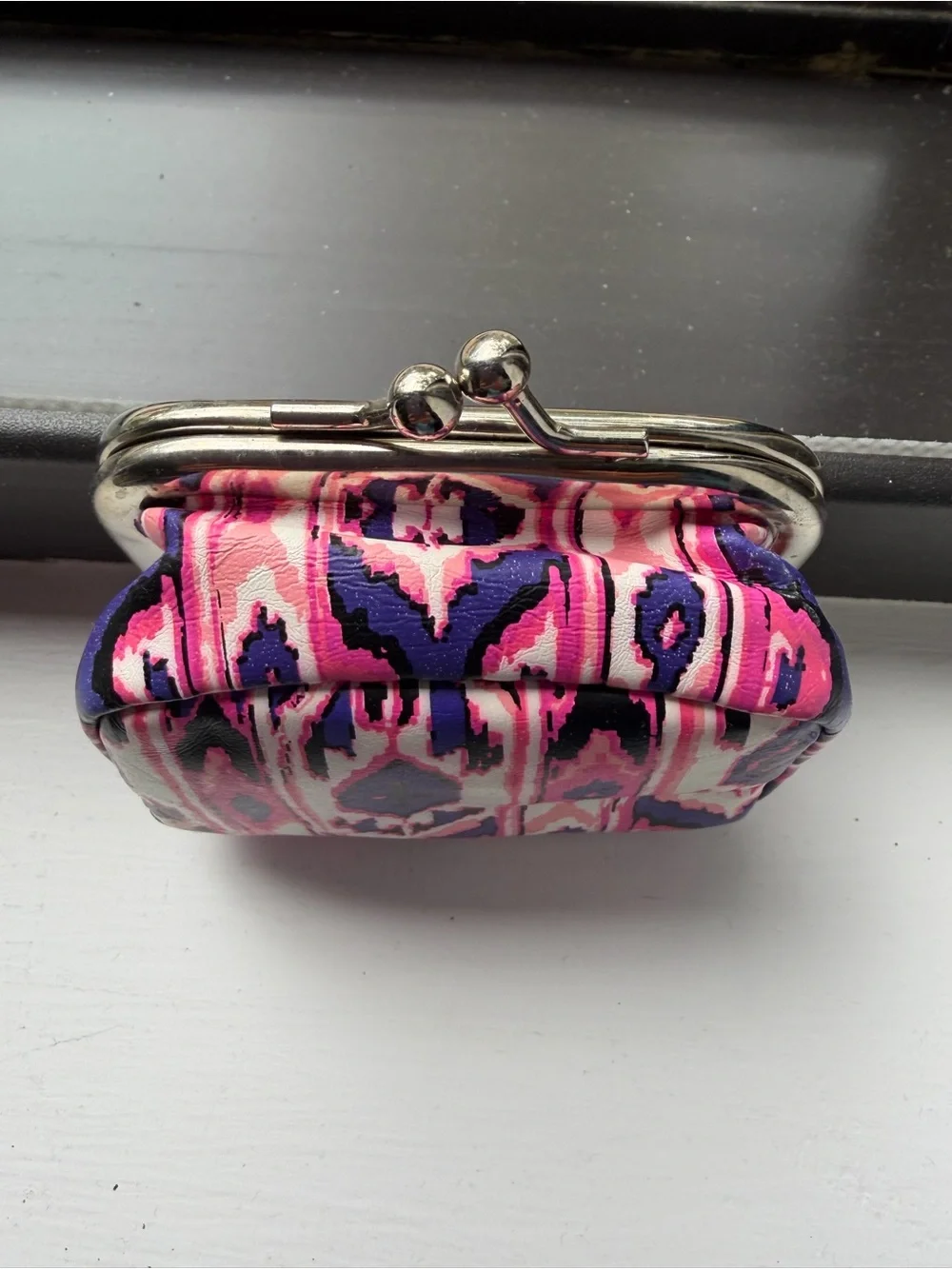 Compact Pink Patterned Women's Coin Purse/Pill Case/Contact Lens Case